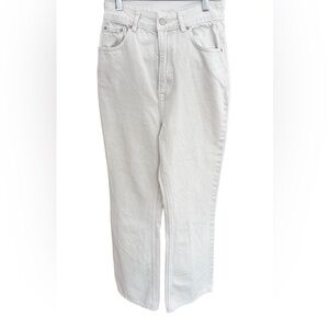 Glassons Ivory High Waisted wide leg 5 pocket cotton Denim Jeans size 8.